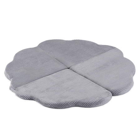 PLUSH NEST Blumenmatte, 115x115x5cm, grau, Premium-Cord, flauschige Blume